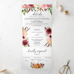Autumn Bliss Wedding Tri-Fold Invitations RSVP