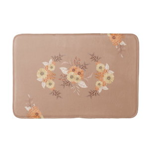 Autumn Bloom - Floral Art in Warm Earth Tones Bath Mat