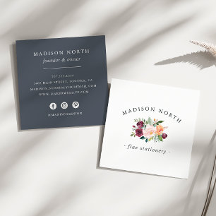 Autumn Bloom   Floral Logo Square Business Card