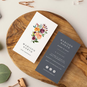 Autumn Bloom Floral Vertical Social Media Business Card