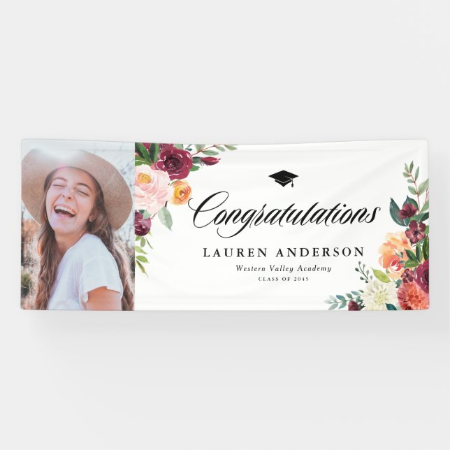 Autumn Blooms Bouquet Fall Graduation Photo Banner (Horizontal)