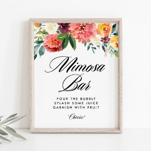 Autumn Blooms Bridal Shower Mimosa Bar Poster