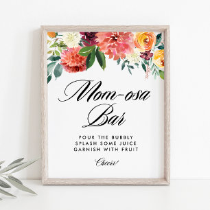 Autumn Blooms Fall Baby Shower Mimosa Mum-osa Bar Poster