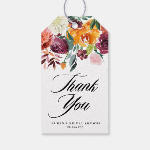 Autumn Blooms Floral Bridal Shower Thank You Gift Tags