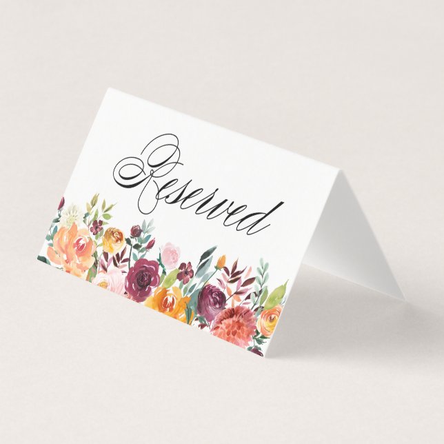 Autumn Blooms Floral Wedding Reserved Card (Front)