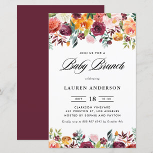 Autumn Blooms Garland Baby Brunch Invitation