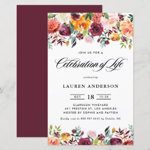 Autumn Blooms Garland Celebration of Life Invite