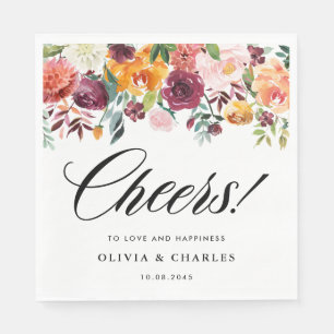 Autumn Blooms Garland Fall Wedding Napkin