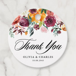 Autumn Blooms Garland Fall Wedding Thank You Favour Tags