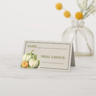 Autumn Blooms Pumpkin Fall Meal Choice Wedding Place Card