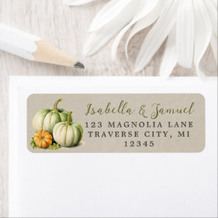 Autumn Blooms Pumpkins Fall Green Return Address