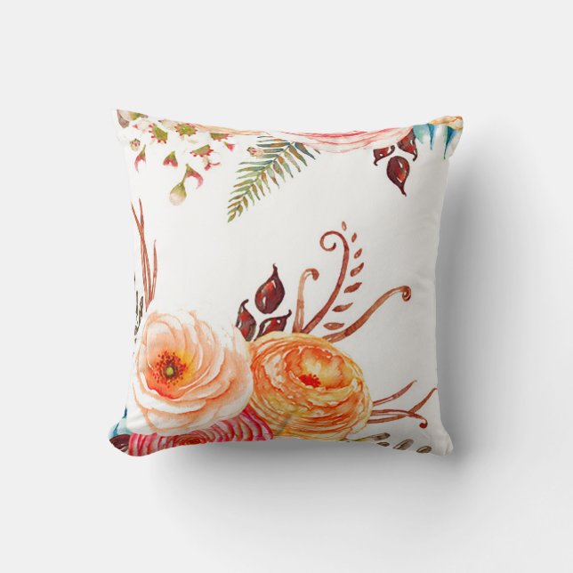 "Autumn Blooms" Throw Pillow (Front)
