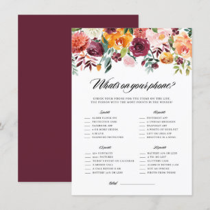 Autumn Blooms What's On Your Phone Shower Card