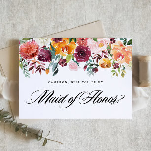 Autumn Blooms Will You Be My Maid of Honour