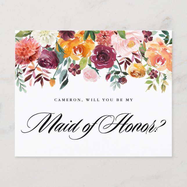 Autumn Blooms Will You Be My Maid of Honour (Front)