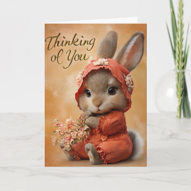 Autumn Blossom Baby Bunny Thinking of You Card (Front)