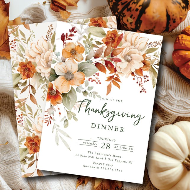 Autumn Blossom Thanksgiving Invitation (Creator Uploaded)