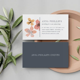 Autumn Blossom Watercolor Floral Business Card