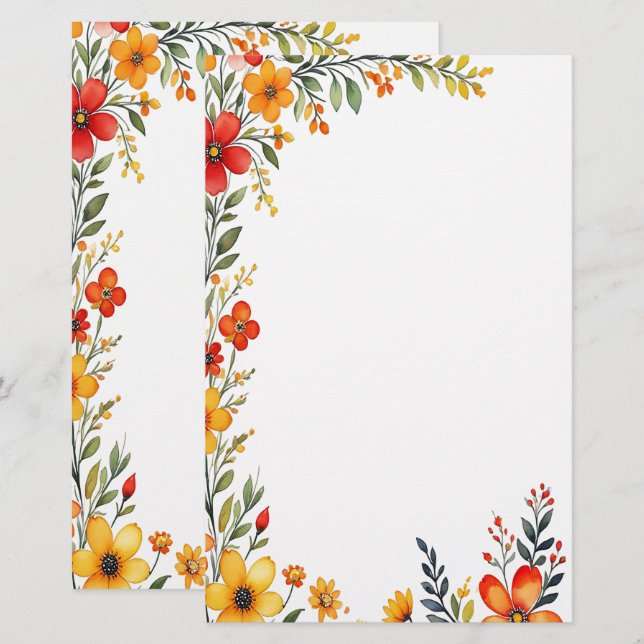 Autumn Blossoms Stationery (Front/Back)