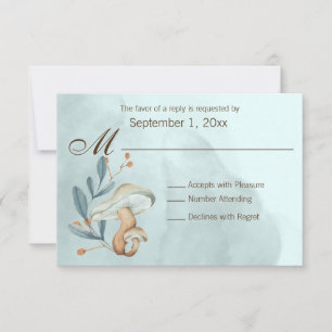 Autumn Blue Mushrooms RSVP Card