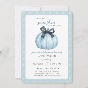 Autumn Blue Polka Dot Baby Shower Invitation
