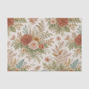 Autumn Blush Garden Floral Pattern Tissue Paper