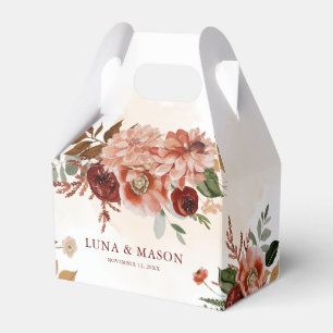 Autumn Bohemian Burgundy and Terracotta Floral Favour Box