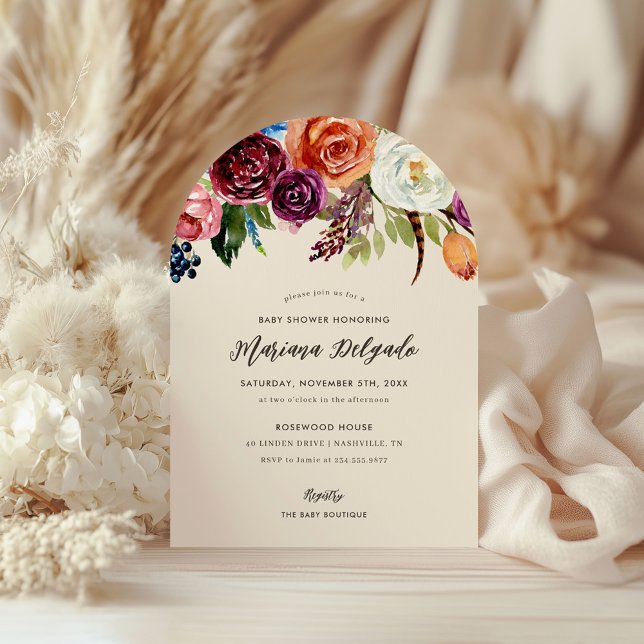 Autumn Boho Blooms Baby Shower Invitation (Creator Uploaded)