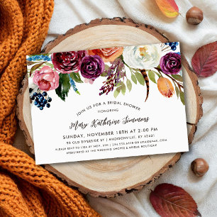 Autumn Boho Blooms Bridal Shower Invitation