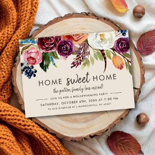 Autumn Boho Blooms Housewarming Party Invitation