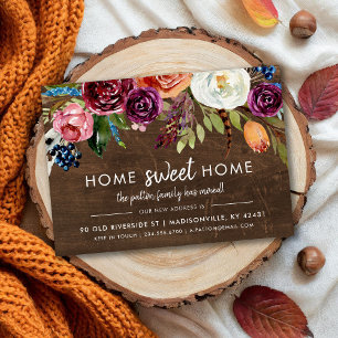 Autumn Boho Blooms Magnetic Moving Announcement