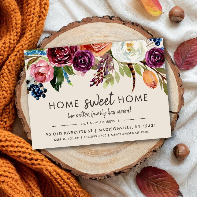Autumn Boho Blooms New Address Moving Announcement (Creator Uploaded)
