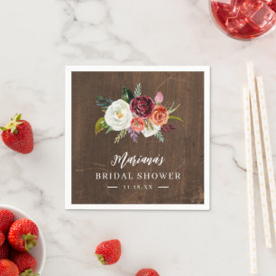 Autumn Boho Blooms Personalised Bridal Shower Napkin