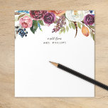 Autumn Boho Blooms Personalised Teacher Notepad<br><div class="desc">Personalised stationery and office supplies make a great gift for teachers or your fave boss babes. This stylish design features boho watercolor florals in rich autumn colours with "a note from" text in a cute hand-lettered script. Add your name monogram or other custom text. Use the design tools to edit...</div>