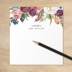 Autumn Boho Blooms Personalised Teacher Notepad