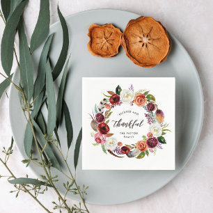 Autumn Boho Blooms Personalised Thanksgiving Napkin