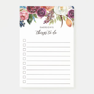 Autumn Boho Blooms Personalised To-Do List Post-it Notes