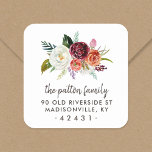 Autumn Boho Blooms Return Address Label<br><div class="desc">Custom return address stickers personalised with your family name and address with a boho watercolor floral bouquet in rustic fall colours. Use the design tools to change the background colour and fonts to further customise your own unique design.</div>