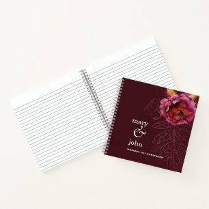Autumn Boho Burgundy Rose Tracery Guestbook Notebook