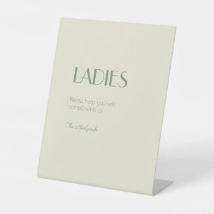 Autumn Boho Deco Cream Ladies Bathroom Pedestal Sign