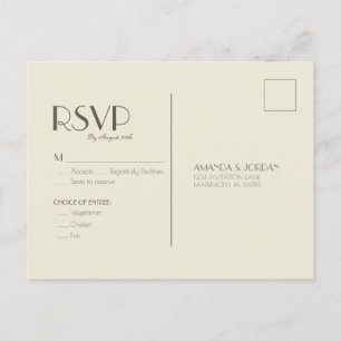 Autumn Boho Deco   Cream Wedding RSVP Invitation Postcard