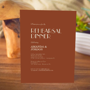 Autumn Boho Deco Rust Rehearsal Dinner Invitation