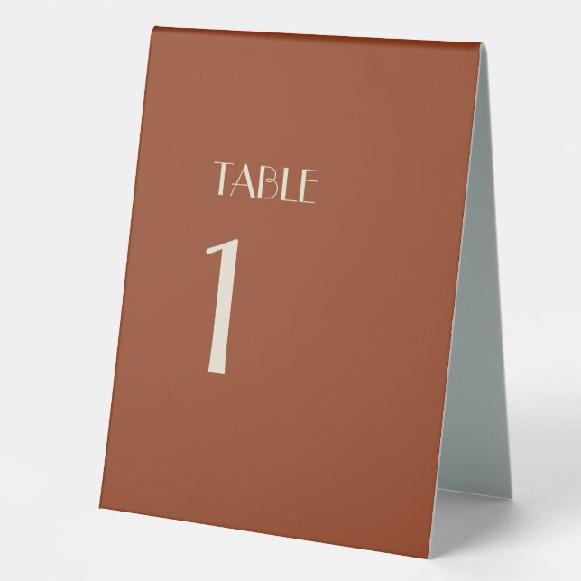 Autumn Boho Deco | Rust Table Number Tent Sign (Front)
