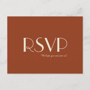 Autumn Boho Deco Rust Wedding RSVP Invitation Postcard