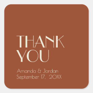 Autumn Boho Deco Rust Wedding Thank You Square Sticker