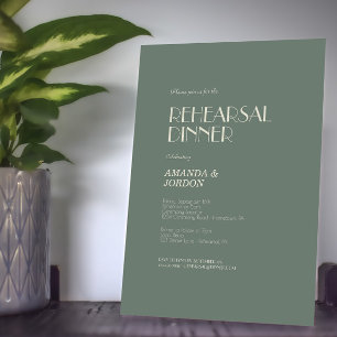 Autumn Boho Deco Sage Green Rehearsal Dinner Invitation
