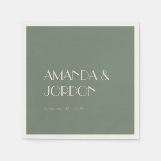 Autumn Boho Deco | Sage Green Wedding Cocktail Napkin (Front)