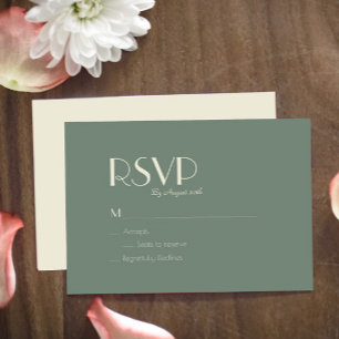 Autumn Boho Deco Sage Green Wedding Meal Choice RSVP Card