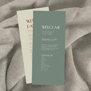 Autumn Boho Deco   Sage Green Wedding Program Programme
