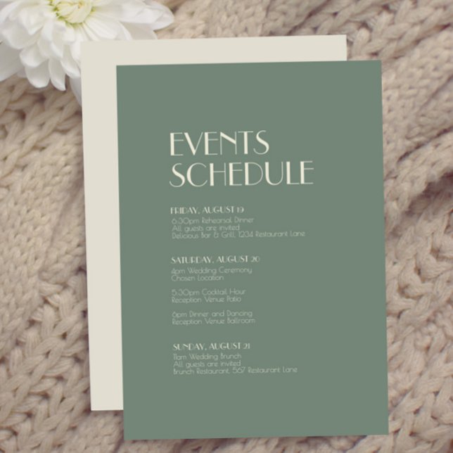 Autumn Boho Deco | Sage Green Wedding Schedule Enclosure Card (Creator Uploaded)